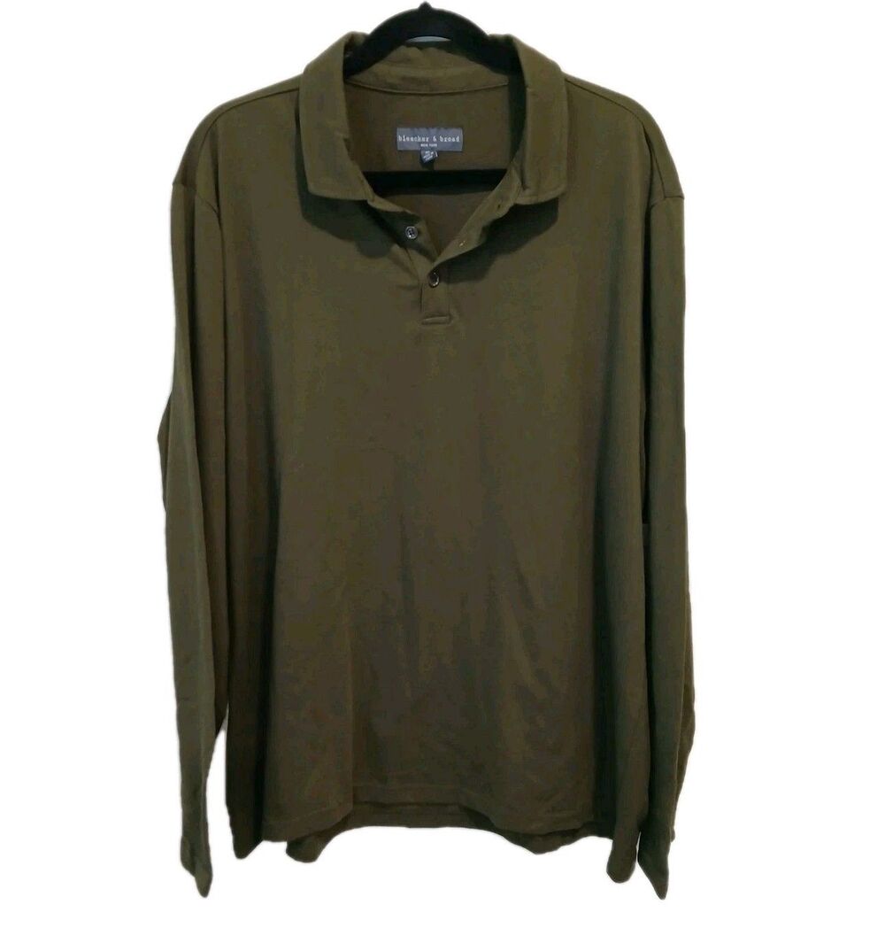 Bleecker & Broad New York Long Sleeve 1/4 Button Polo Military Green‎ Cotton New